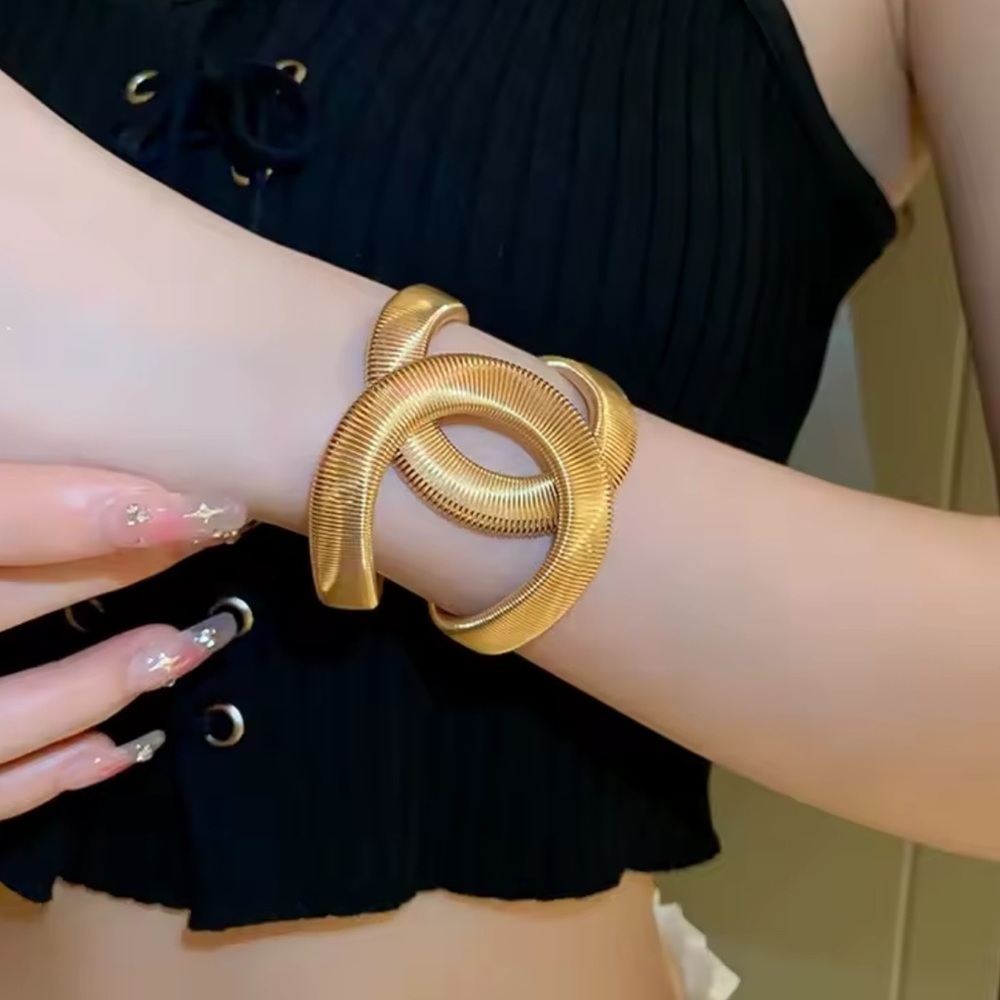 Gilded Serpent Hollow Cuff Bracelet